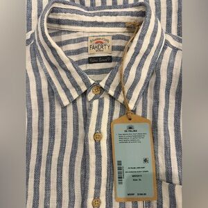 Faherty - Short-Sleeve Palma Linen Shirt - Horizon Ivory Stripe - XL